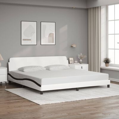 vidaXL Cadre de lit sans matelas blanc et noir 200x200 cm similicuir