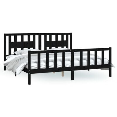 vidaXL Cadre de lit sans matelas noir bois massif de pin 200x200 cm