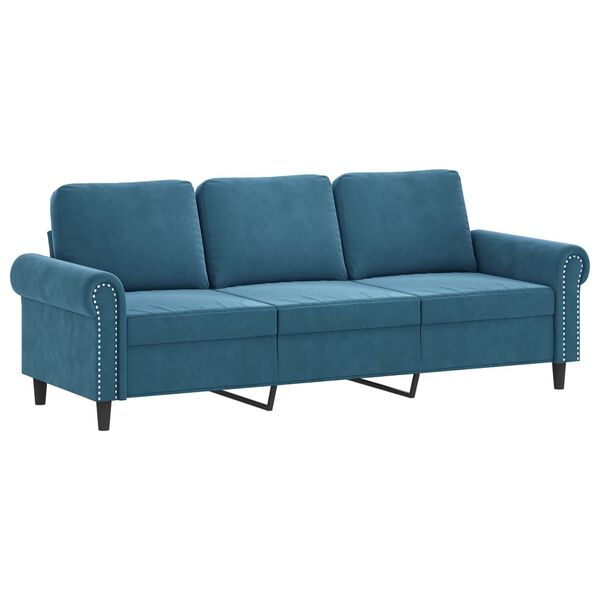 vidaXL Ensemble de canap&eacute;s 3 pcs avec coussins Bleu Velours