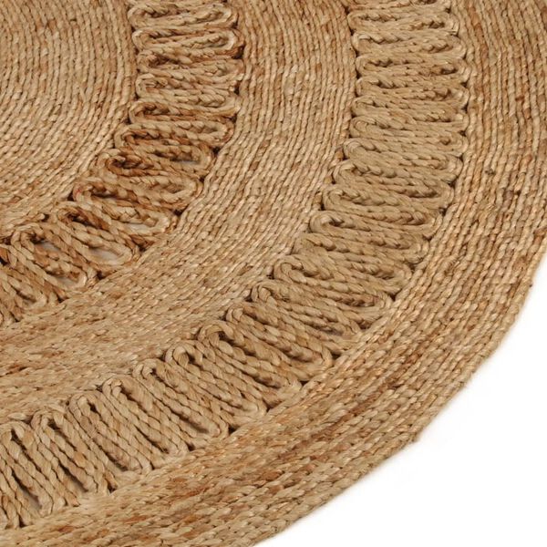 vidaXL Tapis Jute tress&eacute; &agrave; la main 150 cm Rond