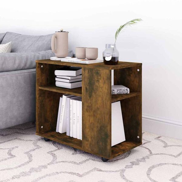vidaXL Table d'appoint Ch&ecirc;ne fum&eacute; 70x35x55 cm Bois d'ing&eacute;nierie