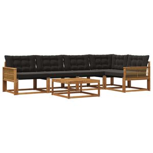 vidaXL Ensemble de canap&eacute;s d'ext&eacute;rieur 6 pcs Naturel et noir