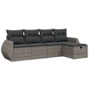 vidaXL Salon de jardin 5 pcs avec coussins gris r&eacute;sine tress&eacute;e