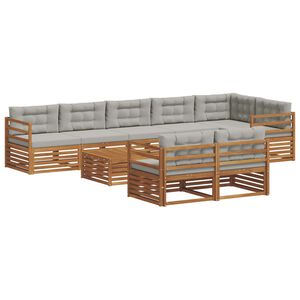 vidaXL Ensemble de canap&eacute;s d'ext&eacute;rieur 9 pc Gris Naturel et Clair