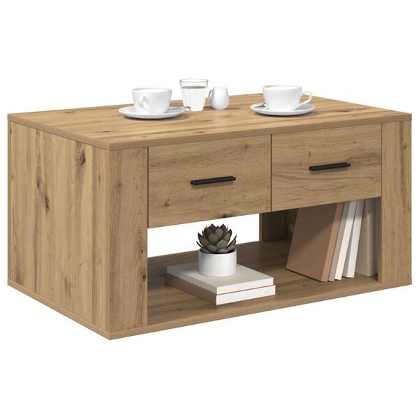 vidaXL Table basse Ch&ecirc;ne artisanal 80 x 50 x 40 cm Bois d'ing&eacute;nierie