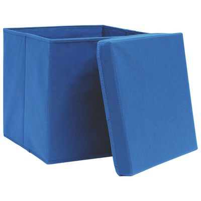 vidaXL Boîtes de rangement avec couvercles 4 pcs 28x28x28 cm Bleu