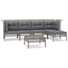 vidaXL Salon de jardin 6 pcs avec coussins Gris R&eacute;sine tress&eacute;e
