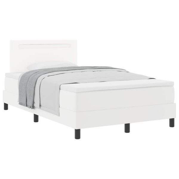 vidaXL Lit &agrave; ressorts avec matelas Blanc 120 x 190 cm Simili cuir