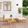 vidaXL Salon de jardin 5 pcs avec coussins cr&egrave;me Bois de teck solide