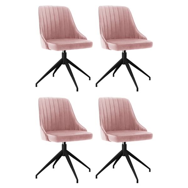 vidaXL Chaises &agrave; manger lot de 4 Rose Velours