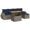 vidaXL Salon de jardin 6 pcs avec coussins noir r&eacute;sine tress&eacute;e acacia