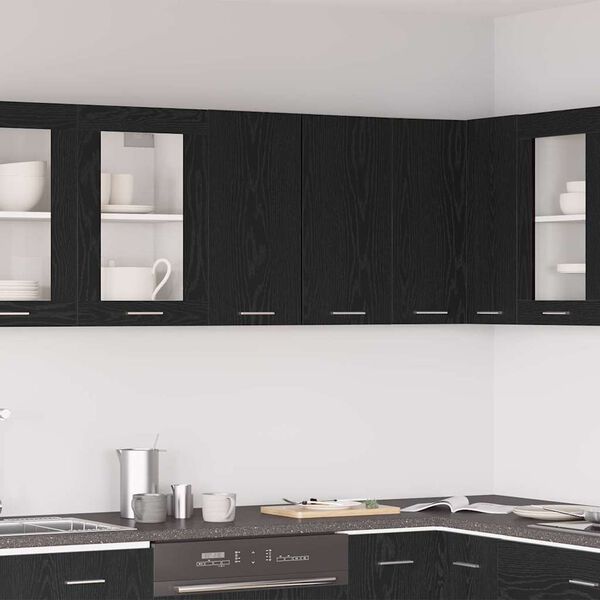 vidaXL Armoire suspendue avec &eacute;tag&egrave;re Lyon Ch&ecirc;ne noir 60 x 31 x 60 cm