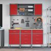 vidaXL Placard de travail 7 pcs Rouge Bois d'ing&eacute;nierie et acier