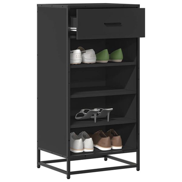 vidaXL &Eacute;tag&egrave;re &agrave; chaussures noir 48x38x97,5 cm bois d'ing&eacute;nierie