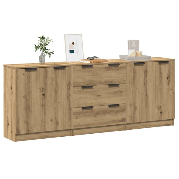vidaXL Buffets 3 pcs ch&ecirc;ne artisanal 60x30x70 cm bois d'ing&eacute;nierie