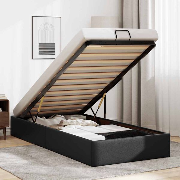 vidaXL Cadre de lit ottoman sans matelas noir 100x200 cm similicuir