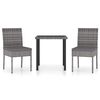 vidaXL Ensemble &agrave; manger de jardin 3 pcs R&eacute;sine tress&eacute;e Gris