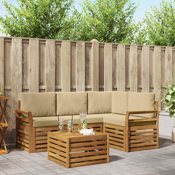 vidaXL Ensembles de meubles 5 pcs Naturel et Beige Bois d'ing&eacute;nierie