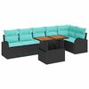 vidaXL Ensemble de canap&eacute; de jardin 7 pcs Noir Poly rotin
