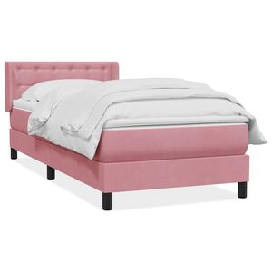 vidaXL Sommier &agrave; lattes de lit avec matelas rose 80x220 cm velours
