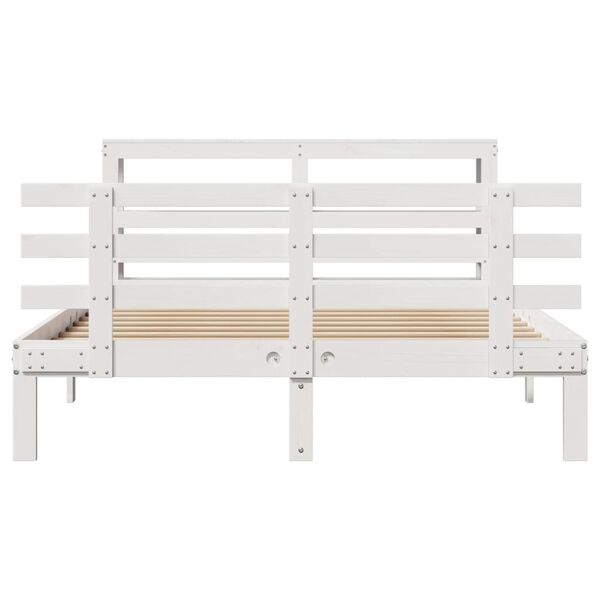 vidaXL Cadre de lit et tête de lit sans matelas blanc 135x190 cm