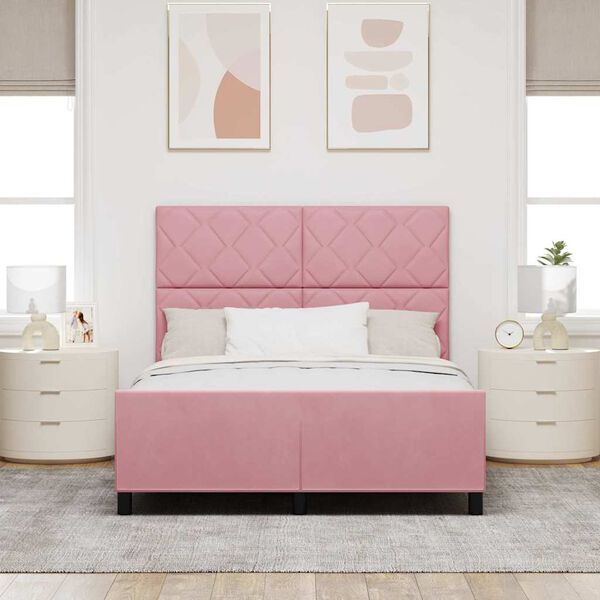 vidaXL Lit &agrave; ressorts avec t&ecirc;te de lit Rose 160 x 200 cm Velours