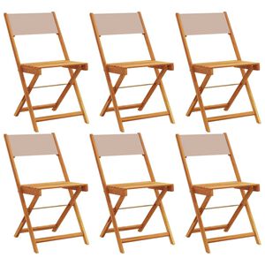 vidaXL Chaises de jardin pliantes lot de 6 taupe tissu et bois massif