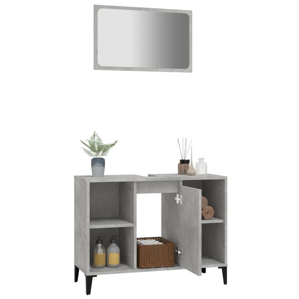 vidaXL Ensemble de meubles de salle de bain 2 pcs gris b&eacute;ton