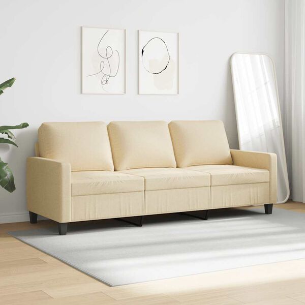 vidaXL Canap&eacute; &agrave; 3 places Cr&egrave;me 180 cm Tissu