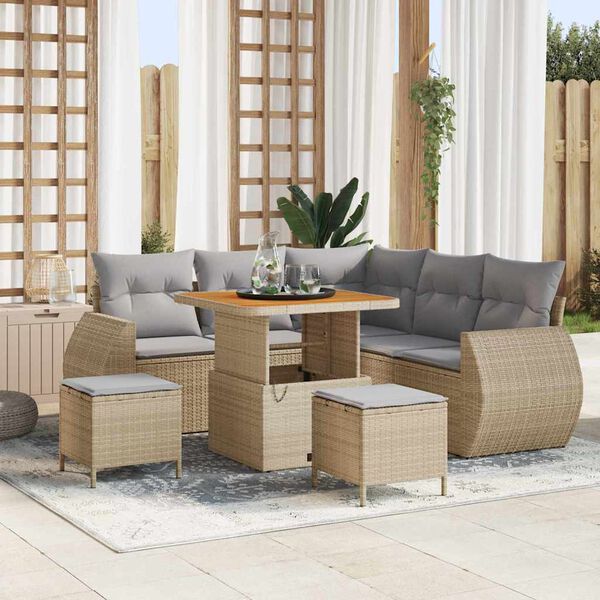 vidaXL Ensemble de canapé de jardin 8 pcs Beige polyrotin