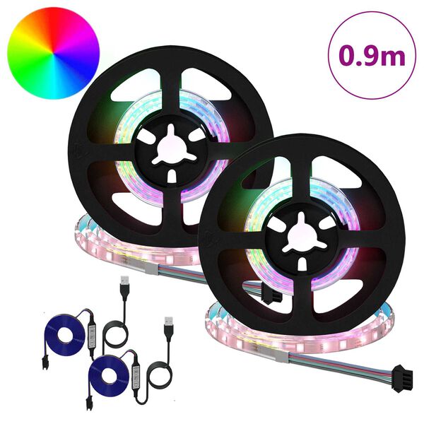 vidaXL Bande LED 4 pcs Noir et Transparent 45 x 0,8 x 0,3 cm