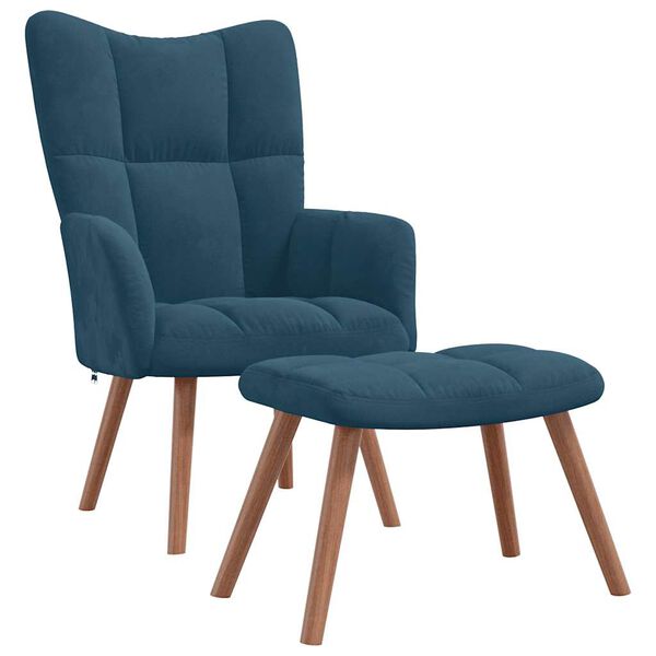 vidaXL Chaise de relaxation avec repose-pied Bleu Velours