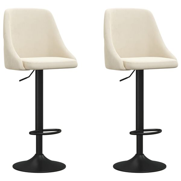 vidaXL Tabourets de bar lot de 2 cr&egrave;me velours