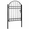 vidaXL Portail de cl&ocirc;ture ASSEN avec partie sup&eacute;rieure cintr&eacute;e en acier noir 102 x 125 cm
