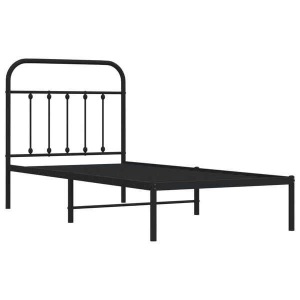 vidaXL Cadre de lit m&eacute;tal sans matelas avec t&ecirc;te de lit noir 80x200 cm
