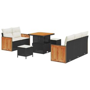 vidaXL Ensemble de canap&eacute; de jardin 10 pcs Noir et Cr&egrave;me polyrotin