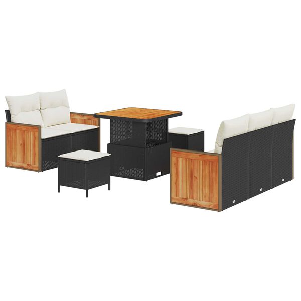 vidaXL Ensemble de canap&eacute; de jardin 10 pcs Noir et Cr&egrave;me polyrotin