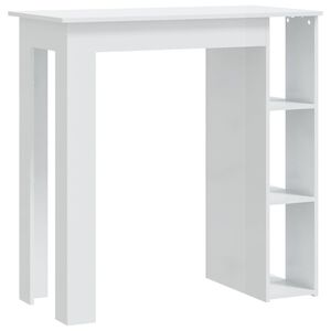 vidaXL Table de bar et &eacute;tag&egrave;re Blanc brillant Bois d'ing&eacute;nierie
