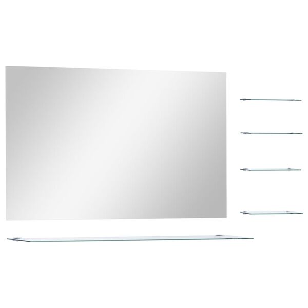 vidaXL Miroir mural avec 5 &eacute;tag&egrave;res Argent&eacute; 100 x 60 cm