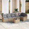 vidaXL Ensemble de canap&eacute; de jardin avec coussin 7 pcs Beige polyrotin