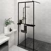 vidaXL Paroi de douche avec &eacute;tag&egrave;re Noir 80x195 cm Verre ESG&Aluminium