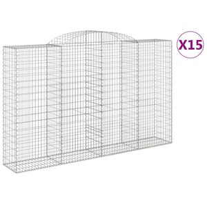 vidaXL Paniers &agrave; gabions arqu&eacute;s 15 pcs 300x50x180/200 cm fer galvanis&eacute;