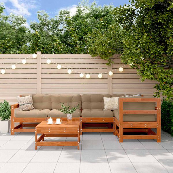 vidaXL Ensemble de salon de jardin 6 pcs Brun Cir&eacute; Pin massif
