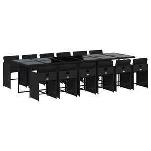 vidaXL Ensemble &agrave; manger de jardin 13 pcs coussins noir r&eacute;sine tress&eacute;e