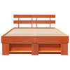 vidaXL Cadre de lit avec t&ecirc;te de lit Brun cire 135 x 190 cm Pin massif