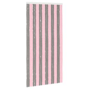 vidaXL Rideau anti-insectes en chenille Gris Argent et Rose