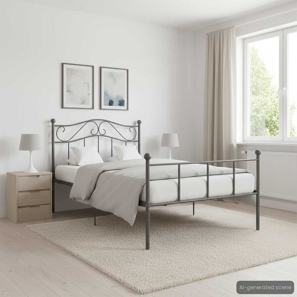 vidaXL Cadre de lit sans matelas gris m&eacute;tal 100x200 cm