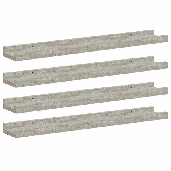 vidaXL &Eacute;tag&egrave;res murales 4 pcs Gris b&eacute;ton 60x9x3 cm