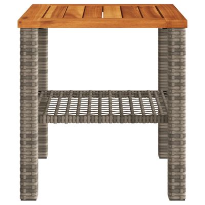 vidaXL Table de jardin gris 40x40x42 cm résine tressée et bois acacia