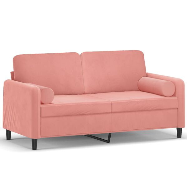 vidaXL Canap&eacute; 2 places oreillers et coussins Rose 140 cm Velours